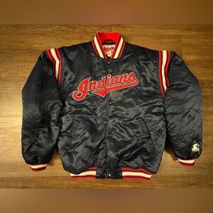 MLB Starter Diamond Collection Cleveland Indians Bomber Warm Satin Jacket XL‎ G7